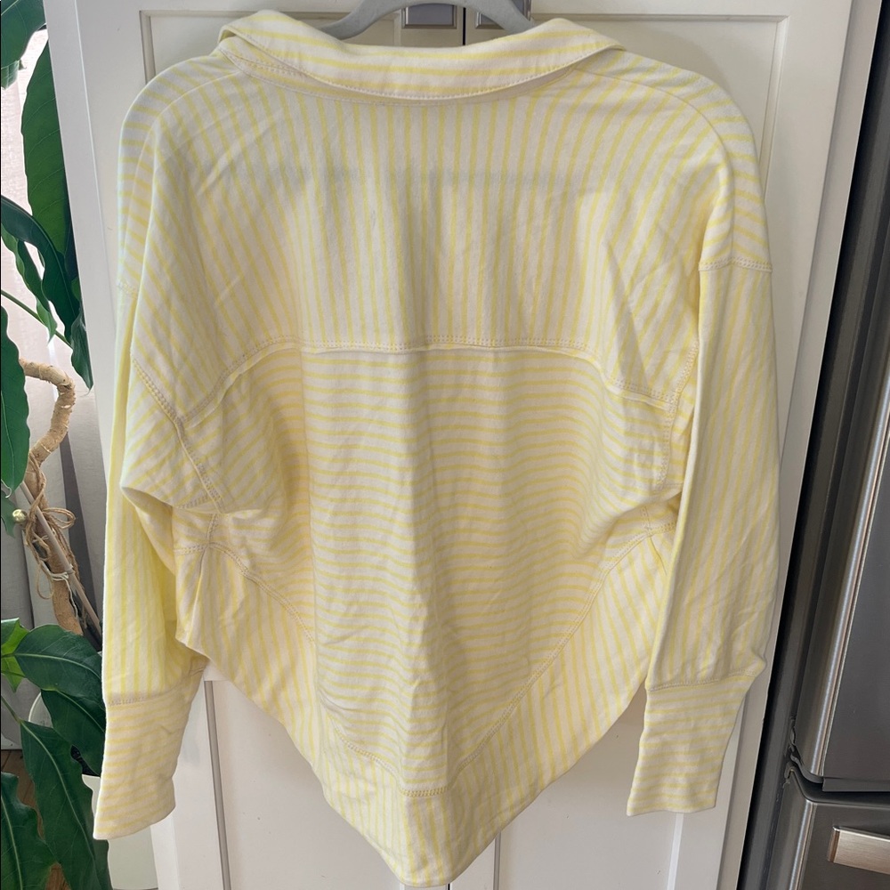 Pilcro Anthropologie yellow white stripe spliced Henley top sz xs LIKE NEW - Picture 7 of 7